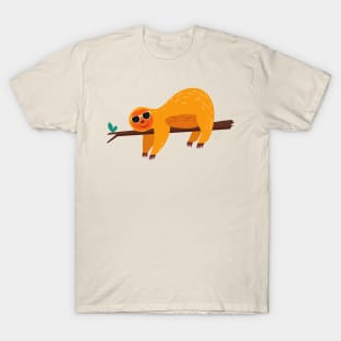 lazy sloth on tree with glasses T-Shirt